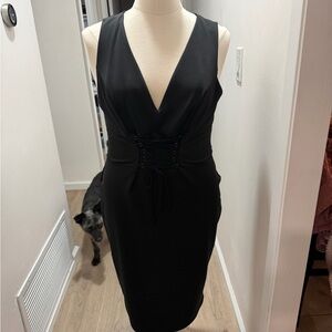 Forever 21 Elegant Black Lace-Up Backless Dress